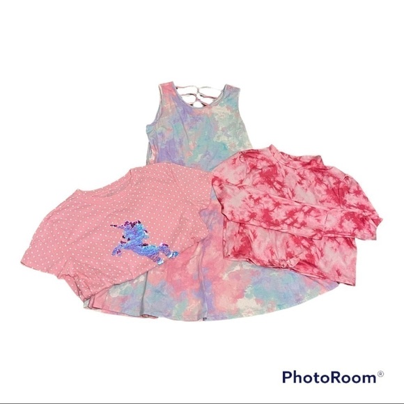 Big Girls Tye Dye Summer Dress + Tye Dye Long Sleeve Tee + Graphic Tee Bundle - Picture 14 of 14